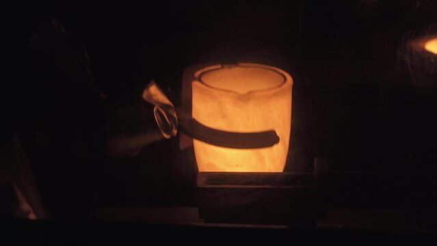 Gold smelting demonstration at the Perth Mint in Western Australia.