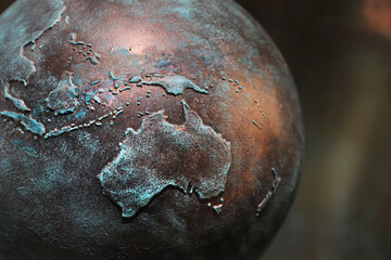 Climate change. Burnt earth. Australia, New Zealand, South Pacific