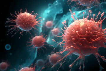 Naklejka na ściany i meble cancer cells. microbiology