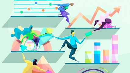 People cooperating and sharing information