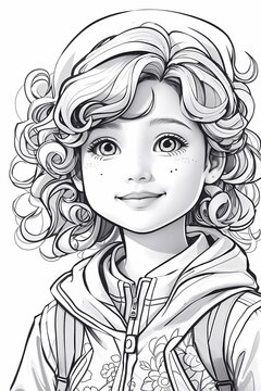 portrait of a girl , white background , cartoon person