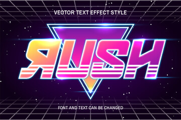 rush retrowave synthwave vaporize style typography editable text effect font style template background design