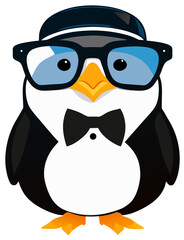 Obraz premium cartoon penguin with glasses
