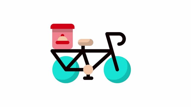 Bike Delivery, Food Delivery animated icon on transparent background.

