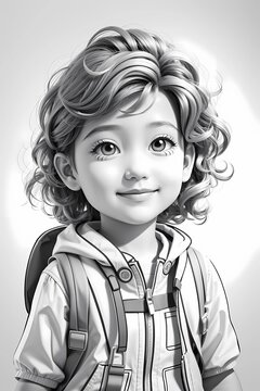 portrait of a girl white background , cartoon person