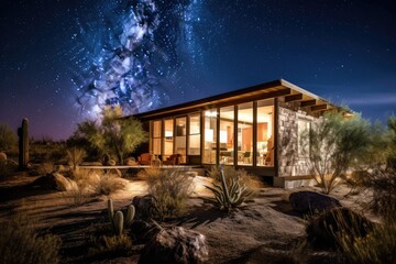 Phoenix's backyard with a wonderful view as we can admire the created stars without light pollution. Generative AI Technology 