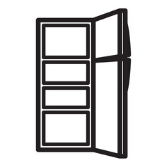 Freezer Icon, refrigerator, Freezer cold line icon, outline vector sign, linear style pictogram isolated on white. Refrigerator and snowflake symbol, logo illustration.