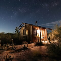 Phoenix's backyard with a wonderful view as we can admire the created stars without light pollution. Generative AI Technology 