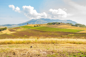 Background with countryside landscape of Sicily, Italy