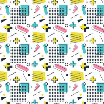 patern in the style of menfis on a transparent background, vector graphics, vector geometric shapes, retro, vintage, for packaging