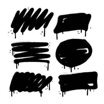 Spray Paint Abstract Vector backdrop Elements set isolated on White Background. Lines and hatching collection. Street wall atr style.