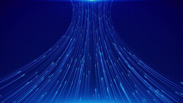 Future technology Big data background. Data funnel ai network. Quantum nodes. Tunnel Wave Lines. Big Data Stream Visualization. Matrix IOT ai science hologram grid Hi-tech cyberspace. block chain AI