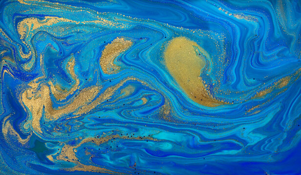 Abstract Blue Sea Wave Artwork Imitation.
