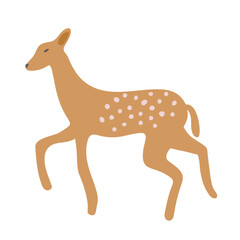 Vector isolated illustration of deer with white spots on the back.