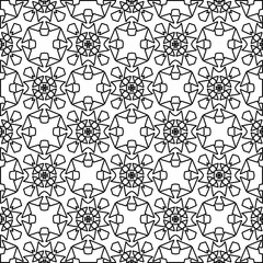 Abstract background with figures from lines. black and white pattern for web page, textures, card, poster, fabric, textile. Monochrome graphic repeating design.