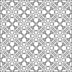 Abstract background with figures from lines. black and white pattern for web page, textures, card, poster, fabric, textile. Monochrome graphic repeating design.