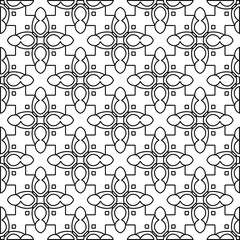 Abstract background with figures from lines. black and white pattern for web page, textures, card, poster, fabric, textile. Monochrome graphic repeating design.