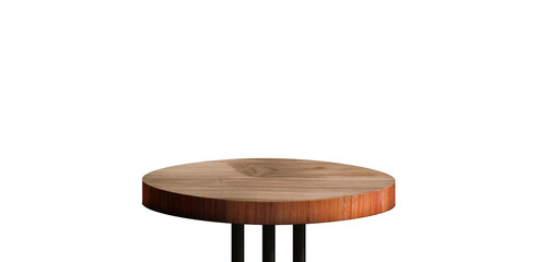 Round wooden table, product display stand, ads mock-up