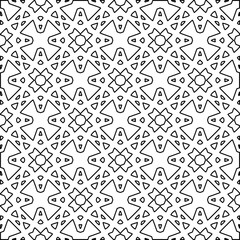 Abstract background with figures from lines. black and white pattern for web page, textures, card, poster, fabric, textile. Monochrome graphic repeating design.