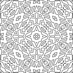 Abstract background with figures from lines. black and white pattern for web page, textures, card, poster, fabric, textile. Monochrome graphic repeating design.