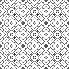 Abstract background with figures from lines. black and white pattern for web page, textures, card, poster, fabric, textile. Monochrome graphic repeating design.