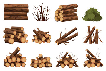 Firewood set vector flat minimalistic isolated illustration