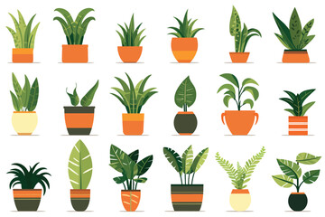 houseplant pot set vector flat minimalistic isolated illustration - obrazy, fototapety, plakaty