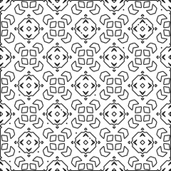 Abstract background with figures from lines. black and white pattern for web page, textures, card, poster, fabric, textile. Monochrome graphic repeating design.