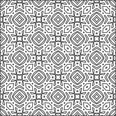 Abstract background with figures from lines. black and white pattern for web page, textures, card, poster, fabric, textile. Monochrome graphic repeating design.