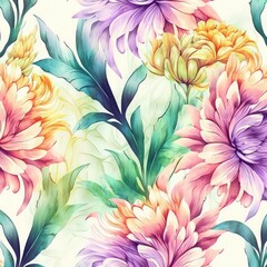 hand painted colorful floral pattern backdrop for interior decor generative ai