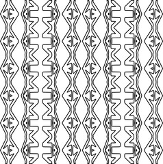 Abstract background with figures from lines. black and white pattern for web page, textures, card, poster, fabric, textile. Monochrome graphic repeating design.