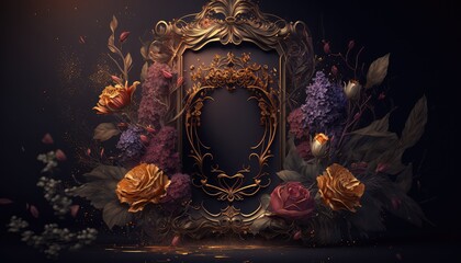 Obraz premium decorative blossom floral blank frame for creative photography generative ai