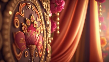 artistic and beautiful fabric curtain for cultural showcases generative ai