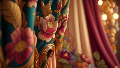 luxurious and ethnic curtain fabric for grand events generative ai