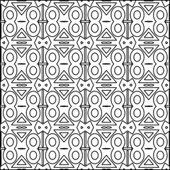 Abstract background with figures from lines. black and white pattern for web page, textures, card, poster, fabric, textile. Monochrome graphic repeating design.