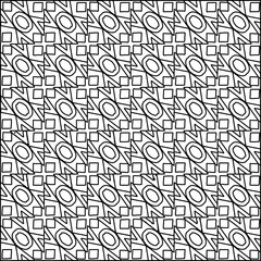 Abstract background with figures from lines. black and white pattern for web page, textures, card, poster, fabric, textile. Monochrome graphic repeating design.