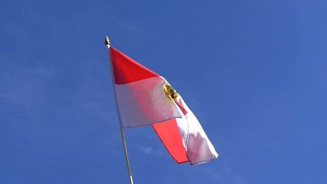Salzburg Flagge weht im Wind, blauer Himmel im Hintergrund