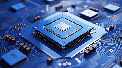 a blue and white integrated microchip