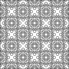 Abstract background with figures from lines. black and white pattern for web page, textures, card, poster, fabric, textile. Monochrome graphic repeating design.