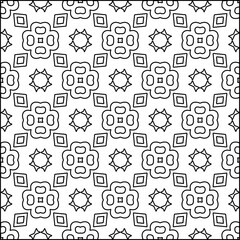 Abstract background with figures from lines. black and white pattern for web page, textures, card, poster, fabric, textile. Monochrome graphic repeating design.