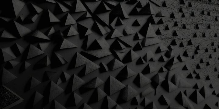 Abstract geometry background. Graphic surface, black triangle elements illustration. Grunge modern futuristic print, artwork for interior design, fashion textile fabric, wallpaper