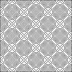 Abstract background with figures from lines. black and white pattern for web page, textures, card, poster, fabric, textile. Monochrome graphic repeating design.