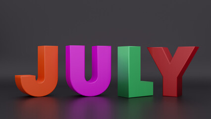 July: 3D Render with Top Copy Space