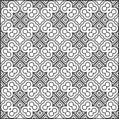 Abstract background with figures from lines. black and white pattern for web page, textures, card, poster, fabric, textile. Monochrome graphic repeating design.