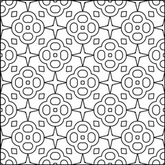 Abstract background with figures from lines. black and white pattern for web page, textures, card, poster, fabric, textile. Monochrome graphic repeating design.