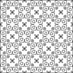 Abstract background with figures from lines. black and white pattern for web page, textures, card, poster, fabric, textile. Monochrome graphic repeating design.