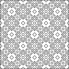 Abstract background with figures from lines. black and white pattern for web page, textures, card, poster, fabric, textile. Monochrome graphic repeating design.