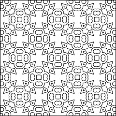 Abstract background with figures from lines. black and white pattern for web page, textures, card, poster, fabric, textile. Monochrome graphic repeating design.
