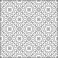 Abstract background with figures from lines. black and white pattern for web page, textures, card, poster, fabric, textile. Monochrome graphic repeating design.