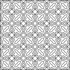 Abstract background with figures from lines. black and white pattern for web page, textures, card, poster, fabric, textile. Monochrome graphic repeating design.